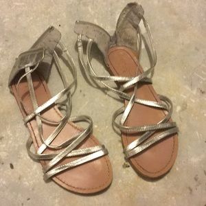 Silver Zip Up Sandals